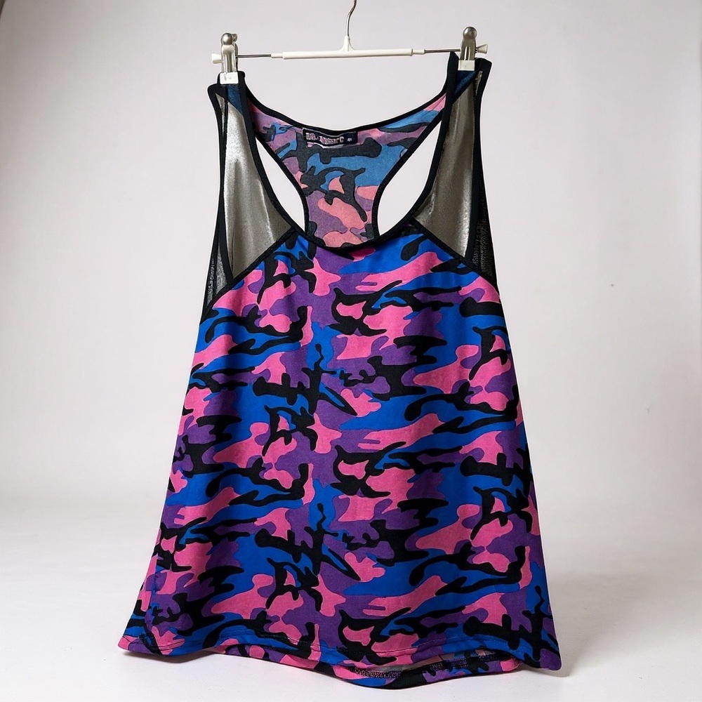 Stylish Blue and Pink Camo Tank Top